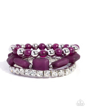 Load image into Gallery viewer, Paparazzi “Socialite Squares” Purple Stretch Bracelet Set - Paparazzi Accessories

