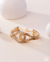 Load image into Gallery viewer, Paparazzi “Interlocked Ignition” Gold Clasp Bracelet - Paparazzi Accessories
