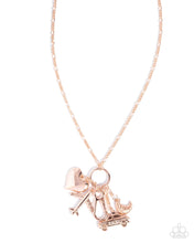 Load image into Gallery viewer, Paparazzi “Word Tour” Rose Gold Lanyard Earring Set - Paparazzi Accessories
