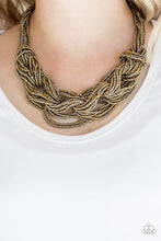 Load image into Gallery viewer, Paparazzi “City Catwalk” Brass Necklace Earring Set - Paparazzi Accessories

