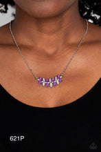 Load image into Gallery viewer, Paparazzi “Lustrous Laurels” Purple Necklace Earring Set - Cindysblingboutique
