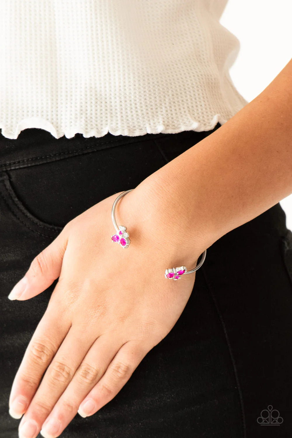 Paparazzi “Going For Glitter” Pink Cuff Bracelet - Paparazzi Accessories