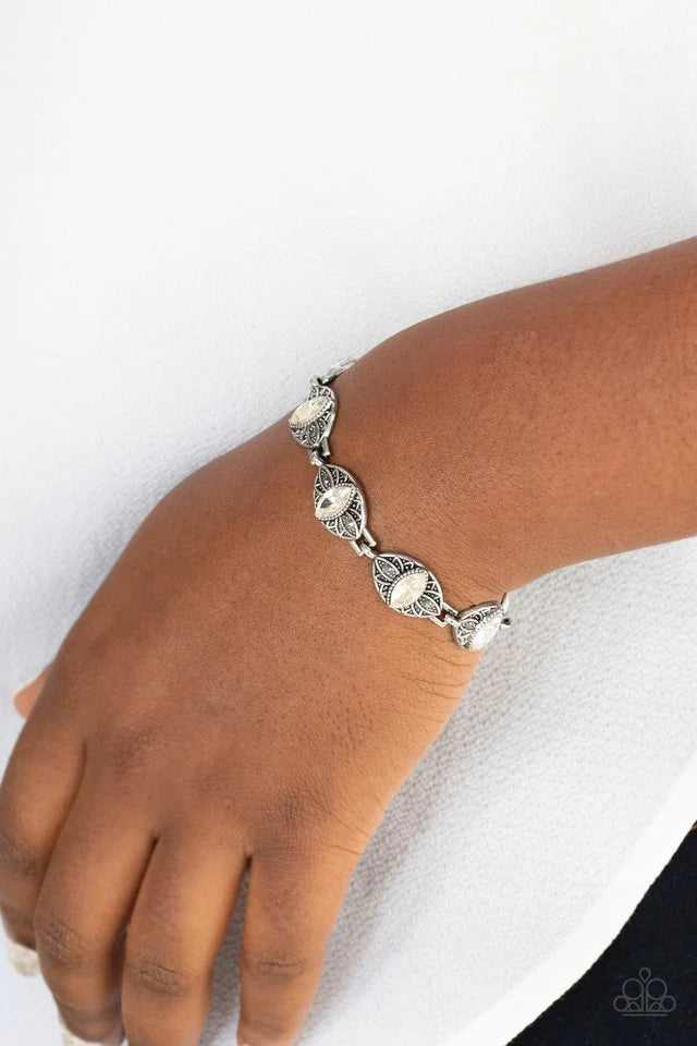 Paparazzi “Crown Privilege” White Clasp Bracelet - Accessories