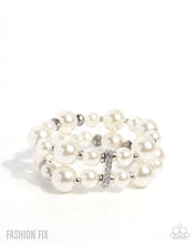 Load image into Gallery viewer, Paparazzi “Elegant Echo” White Stretcher Bracelet - Paparazzi Accessories
