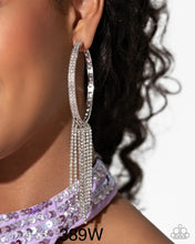 Load image into Gallery viewer, Paparazzi Life of the Party “Jaw-Dropping Jubilee” White Hoop Earrings - Paparazzi Accessories
