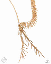 Load image into Gallery viewer, “Linear Leap” Gold Necklace Earring Set - Paparazzi Accessories
