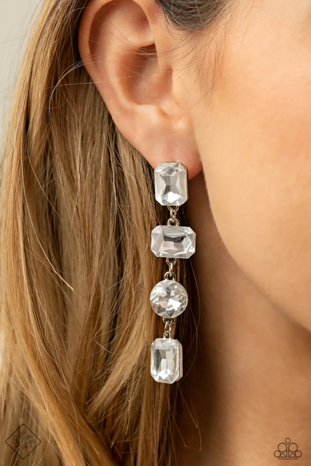 Paparazzi “Cosmic Heiress” White Post Earrings -Paparazzi Accessories