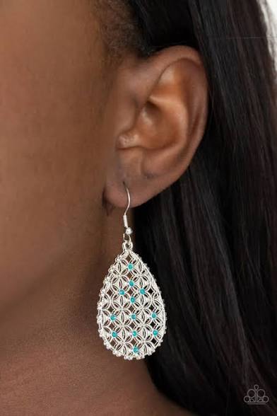 Paparazzi “Glorious Gardens” Blue Dangle Earrings - Paparazzi Accessories