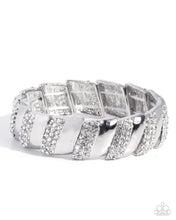 Load image into Gallery viewer, Paparazzi “Signature Shimmer” White Stretch Bracelet - Paparazzi Accessories

