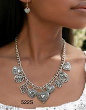Load image into Gallery viewer, Paparazzi “Vintage Showdown” Silver Necklace Earring Set - Paparazzi Accessories
