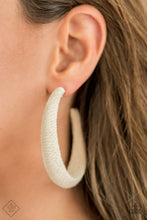 Load image into Gallery viewer, Paparazzi “TWINE and Dine” White Hoop Earrings - Paparazzi Accessories
