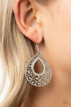 Load image into Gallery viewer, Paparazzi “Airy Applique” White Dangle Earrings - Paparazzi Accessories
