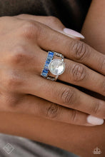 Load image into Gallery viewer, Paparazzi “Balanced Bravura” Blue Stretch Ring - Cindyblingboutique
