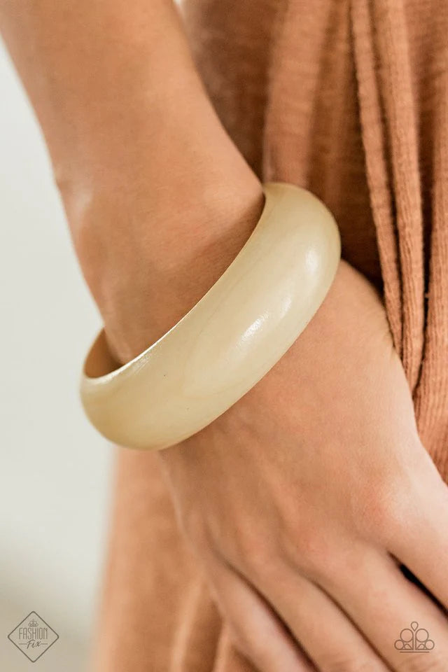 Paparazzi “Whimsically Woodsy” White Bangle Bracelet - Paparazzi Accessories