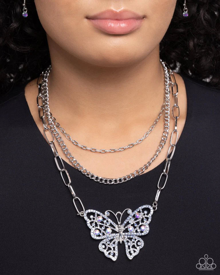 Paparazzi “Winged Wonder” Blue Necklace Earring Set - Paparazzi Accessories