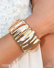 Load image into Gallery viewer, Paparazzi “Metro Mural” Gold Hinge Bracelet - Paparazzi Accessories
