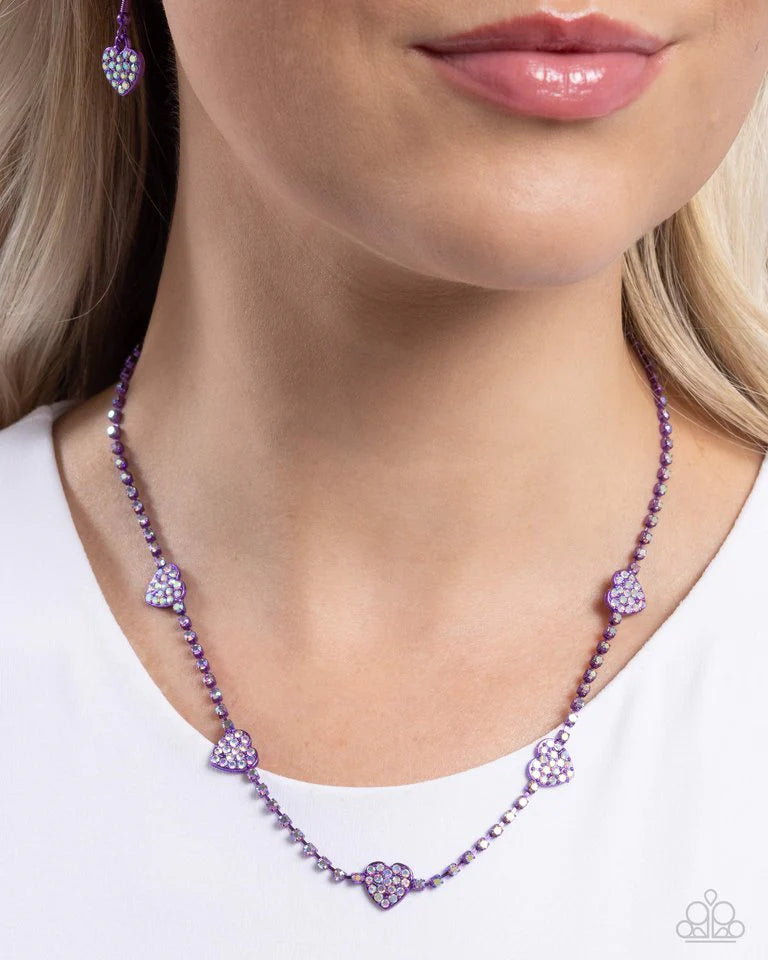 Paparazzi “Homecoming Hearts” Purple Necklace Earring Set