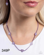 Load image into Gallery viewer, Paparazzi “Homecoming Hearts” Purple Necklace Earring Set
