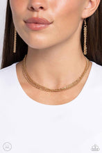 Load image into Gallery viewer, Paparazzi “Industrial Independence” Gold Choker Necklace Earring Set
