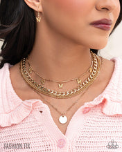 Load image into Gallery viewer, Paparazzi “Fluttering Fringe” Gold Necklace Earring Set - Paparazzi Accessories
