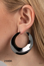 Load image into Gallery viewer, Paparazzi “Power Curves” Black Hoop Earrings - Cindysblingboutique

