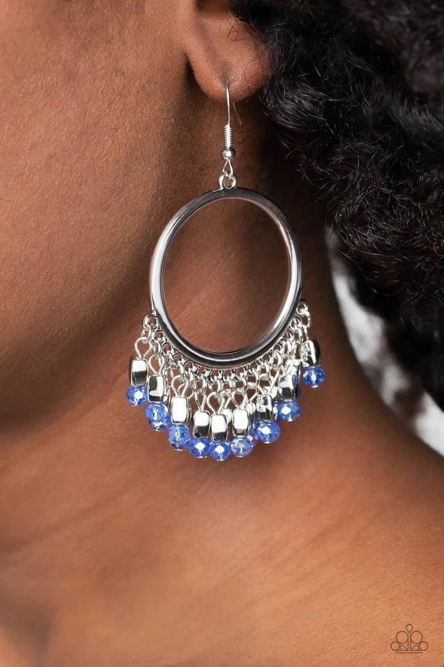 Paparazzi “Fringe Fanfare” Blue Dangle Earrings - Paparazzi Accessories