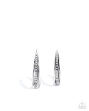 Load image into Gallery viewer, Paparazzi “Commanding Culture” White Hoop Earrings - Paparazzi Accessories
