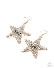 Load image into Gallery viewer, Paparazzi “Celebratory Character” Gold Dangle Earrings - Paparazzi Accessories
