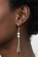 Load image into Gallery viewer, Paparazzi “Sparkle Stream&quot; White Dangle Earrings - Paparazzi Accessories
