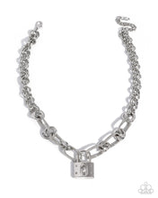 Load image into Gallery viewer, Paparazzi “Luminescent Lockdown” Silver Necklace Earring Set - Paparazzi Accessories
