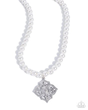 Load image into Gallery viewer, Paparazzi “Adorable Art Deco” White Necklace Earring Set - Paparazzi Accessories

