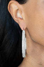 Load image into Gallery viewer, Paparazzi “Bossy and Glossy” White Hoop Earrings - Paparazzi Accessories
