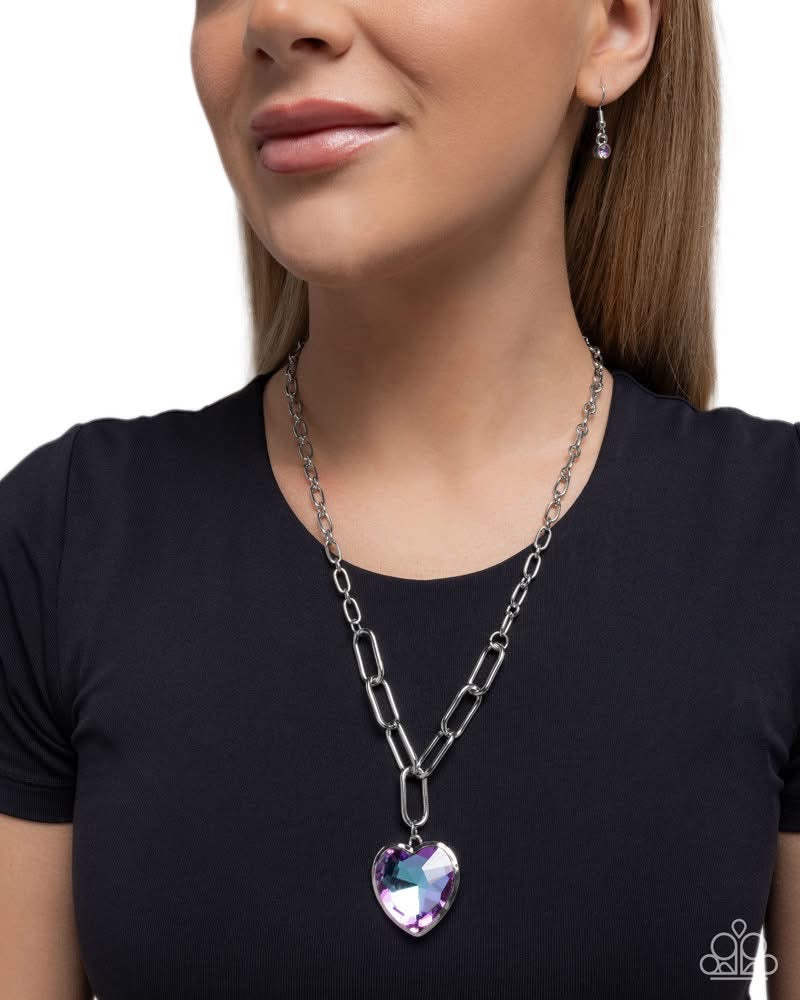 Paparazzi “HAUTE Heart” Purple Necklace Earring Set - Paparazzi Accessories