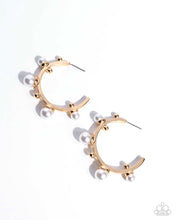 Load image into Gallery viewer, “Poetic Pearls” Gold Hoop Earrings - Paparazzi
