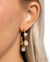 Load image into Gallery viewer, “Poetic Pearls” Gold Hoop Earrings - Paparazzi
