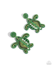 Load image into Gallery viewer, Paparazzi “Turtle Tapestry” Green Post Earrings - Paparazzi Accessories
