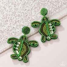 Load image into Gallery viewer, Paparazzi “Turtle Tapestry” Green Post Earrings - Paparazzi Accessories
