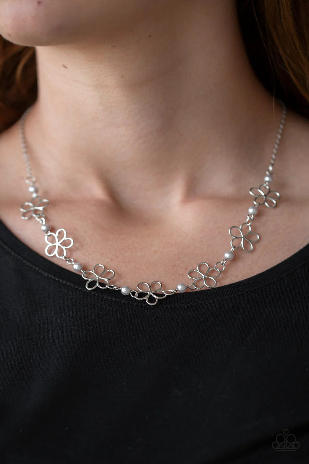 Paparazzi “Always Abloom” Silver Necklace Earring Set - Paparazzi Accessories