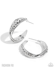 Load image into Gallery viewer, Paparazzi “Sweeping Sonnet” White Hoop Earrings - Paparazzi Accessories
