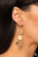 Load image into Gallery viewer, Paparazzi “Star Bizarre” Gold Dangle Earrings - Paparazzi Accessories
