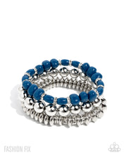 Load image into Gallery viewer, Paparazzi “Timeless Tangibility” Blue Stretch Bracelet Set - Paparazzi Accessories
