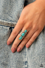 Load image into Gallery viewer, Paparazzi "Extra Eco” Blue Stretch Ring - Paparazzi Accessories
