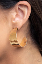Load image into Gallery viewer, Paparazzi “ Flatten The Curve” Gold Hoop Earrings -Paparazzi Accessories

