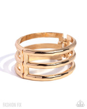 Load image into Gallery viewer, Paparazzi “Prominent Personality” Gold Hinge Bracelet - Paparazzi Accessories

