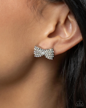 Load image into Gallery viewer, “Adorable Aria” White Bow Post Earrings - Paparazzi Accessories
