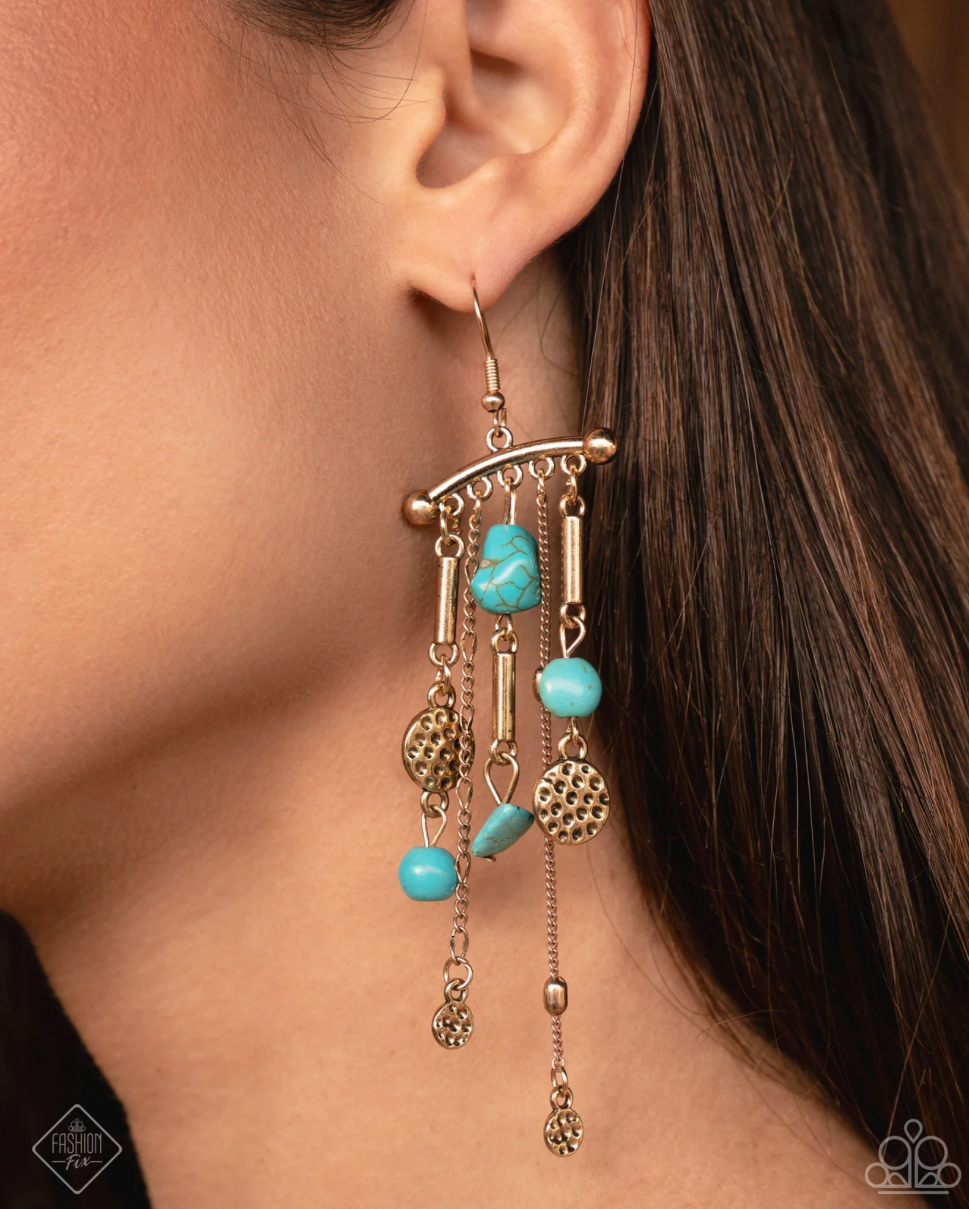 “Coachella Cascade” Blue Dangle Earrings - Paparazzi Accessories