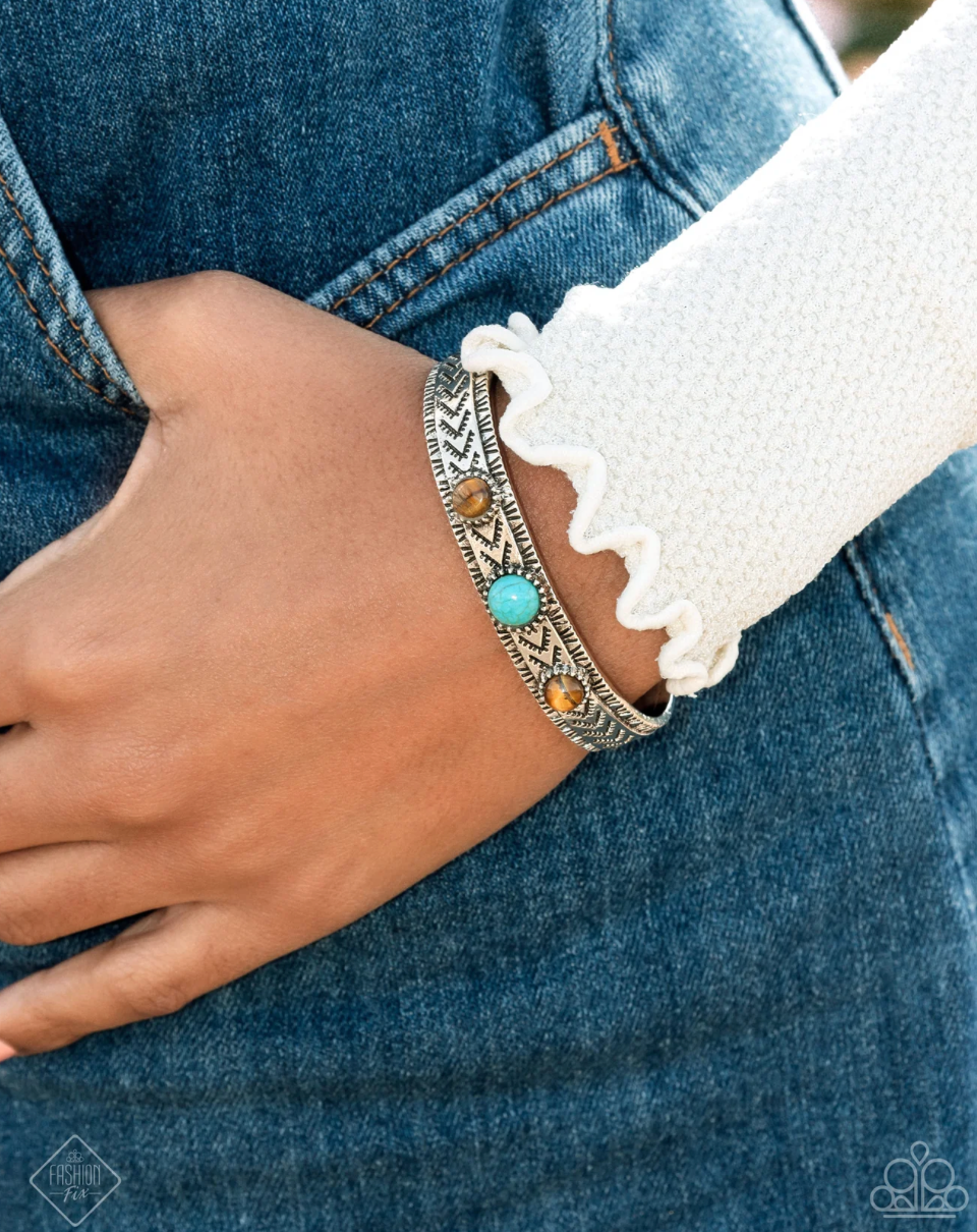 “Earthy Expo” Blue Cuff Bracelet - Paparazzi Accessories