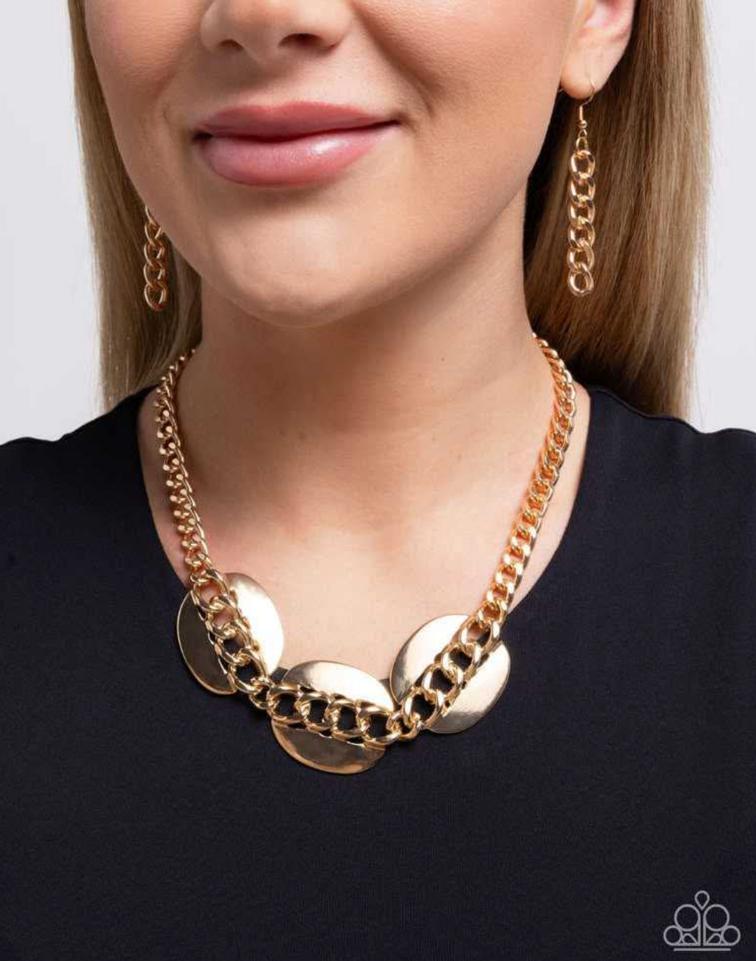 Paparazzi “Solid Skillset” Gold Necklace Earring Set - Paparazzi Accessories