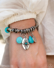Load image into Gallery viewer, Paparazzi “Authentic Apparel” Blue Stretch Bracelet - Paparazzi Accessories
