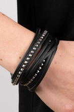 Load image into Gallery viewer, Paparazzi “Studded Sensation” Black Wrap Bracelet - Paparazzi Accessories
